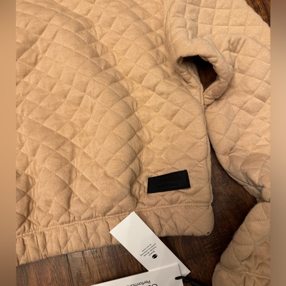 Calvin Klein Performance Women's Quilted Funnel Neck Pullover Tan - Picture 2 of 4